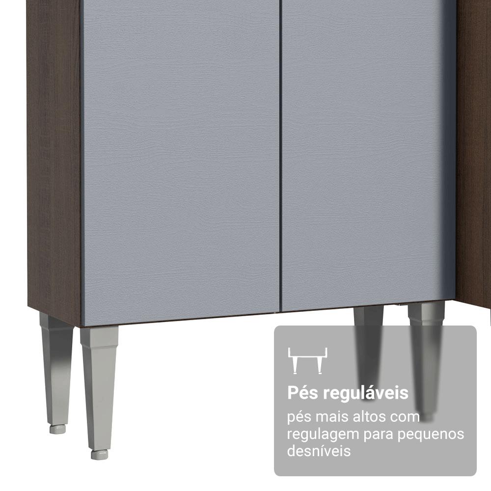 Armário de Cozinha Compacta 156 cm Rustic/Cinza Emilly Madesa 01