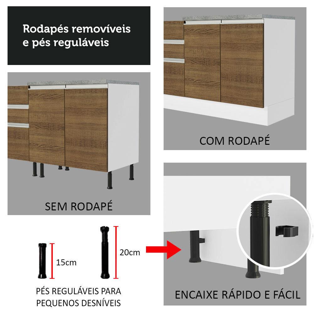 Armário de Cozinha Compacta 160cm Branco/Rustic Glamy Madesa 07
