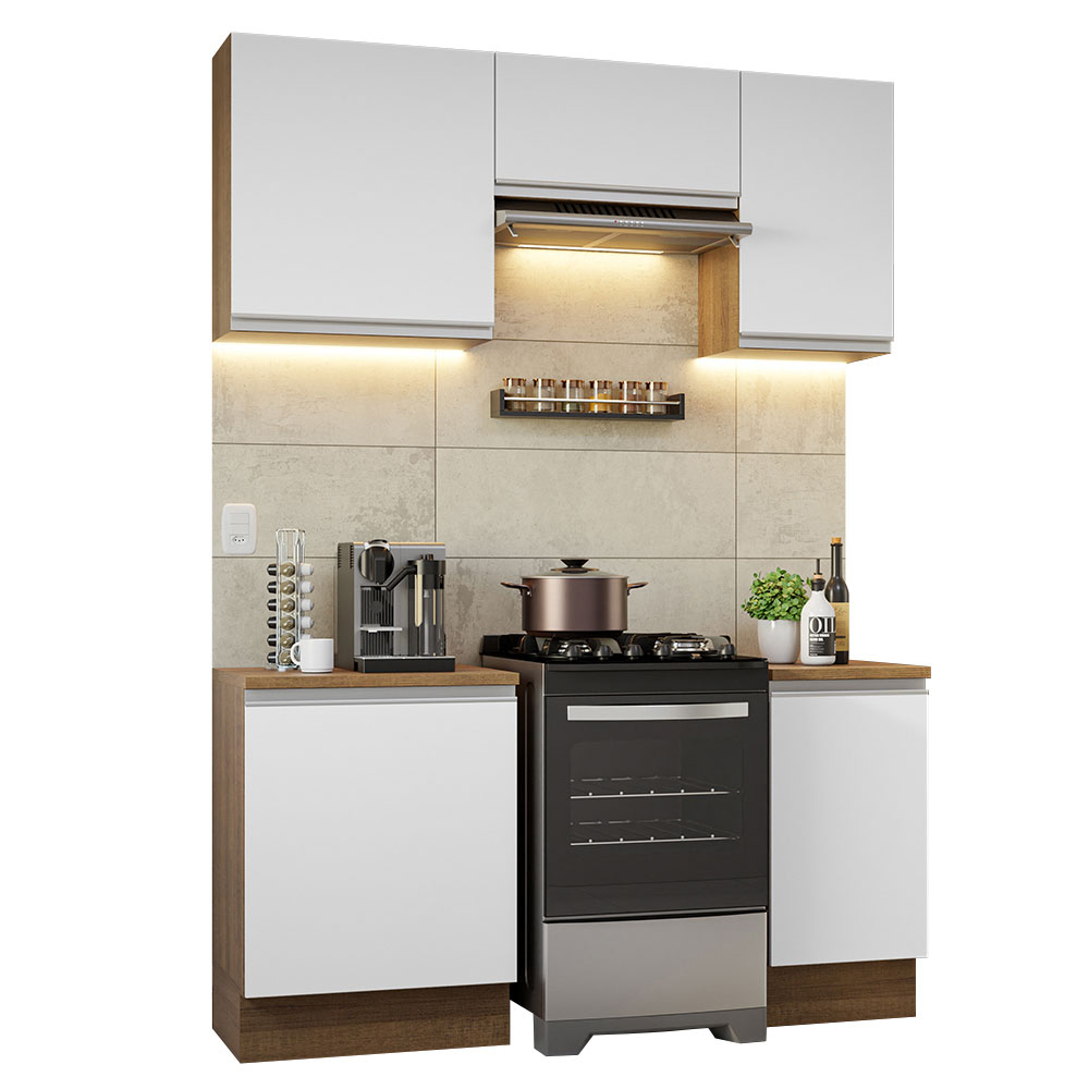 Armário de Cozinha Compacta 160cm Rustic/Branco Glamy Madesa 07