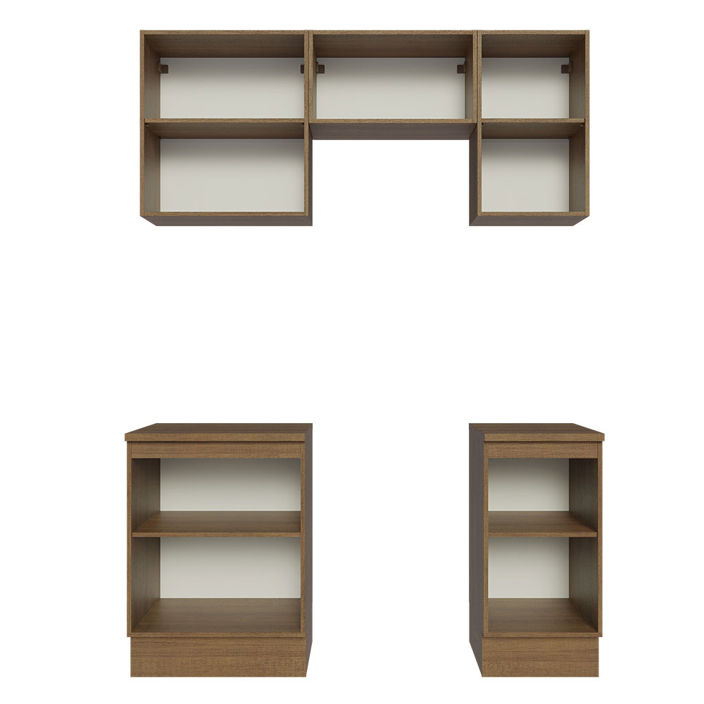 Armário de Cozinha Compacta 160cm Rustic/Branco Glamy Madesa 07