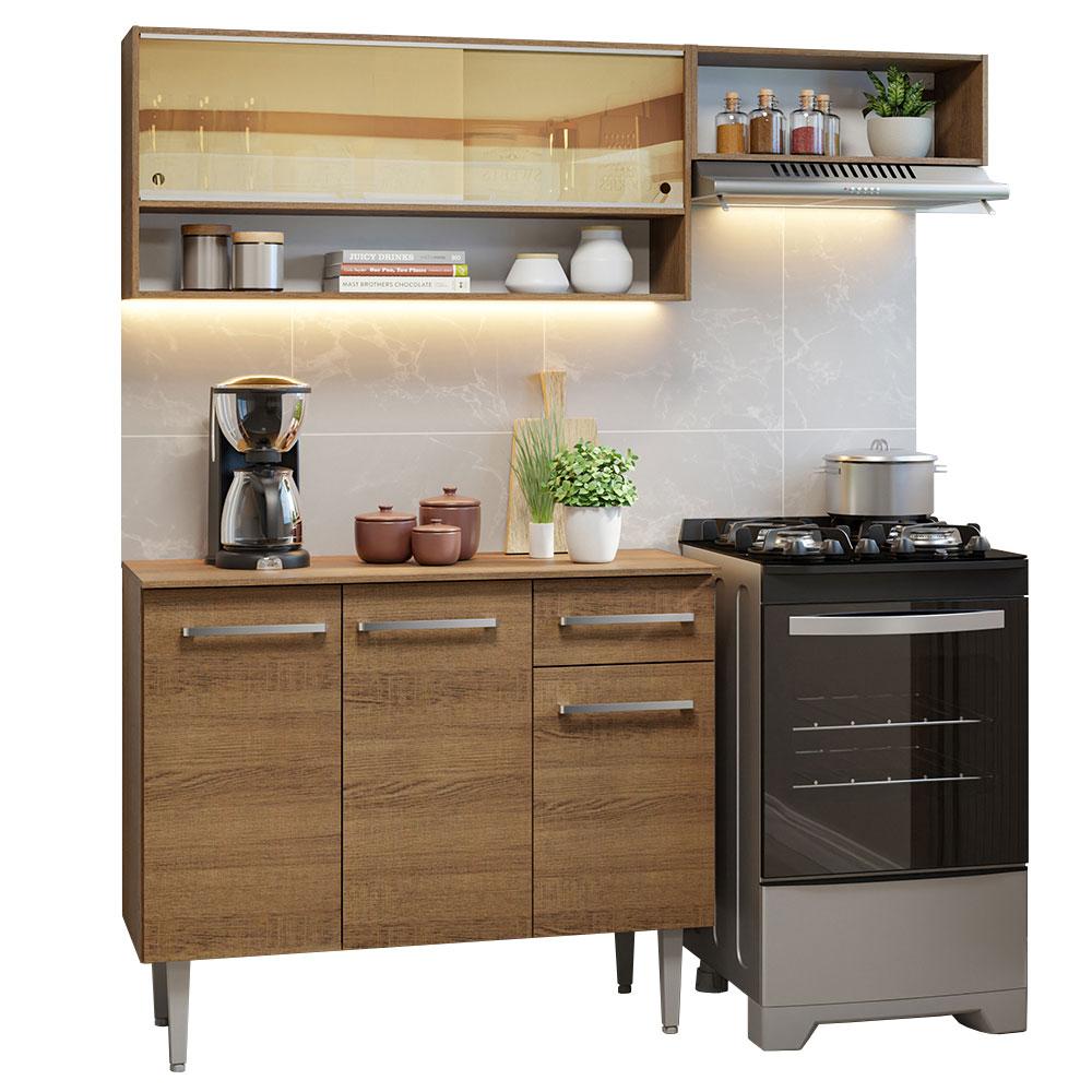 Armário de Cozinha Compacta 165cm Rustic Emilly Madesa 02