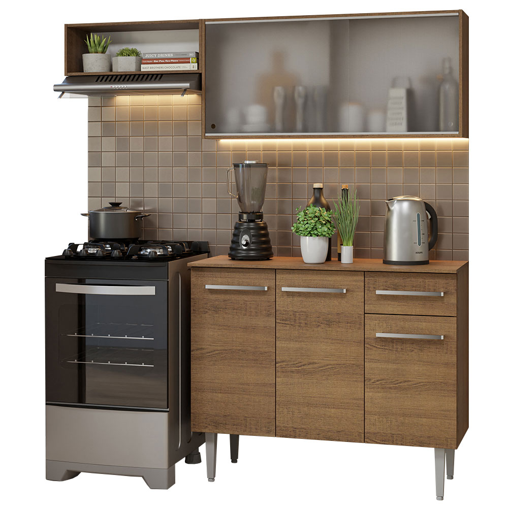 Armário de Cozinha Compacta 165cm Rustic Emilly Madesa 03
