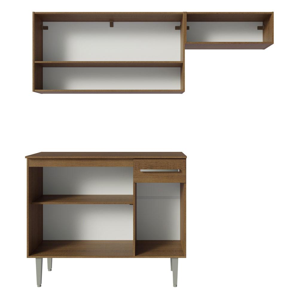 Armário de Cozinha Compacta 165cm Rustic/Cinza Emilly Madesa 07