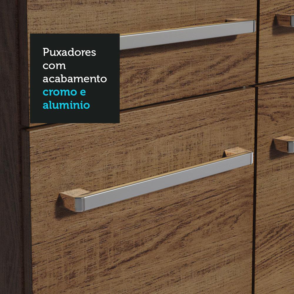 Armário de Cozinha Compacta 165cm com Pia Rustic/Cinza Emilly Madesa 09