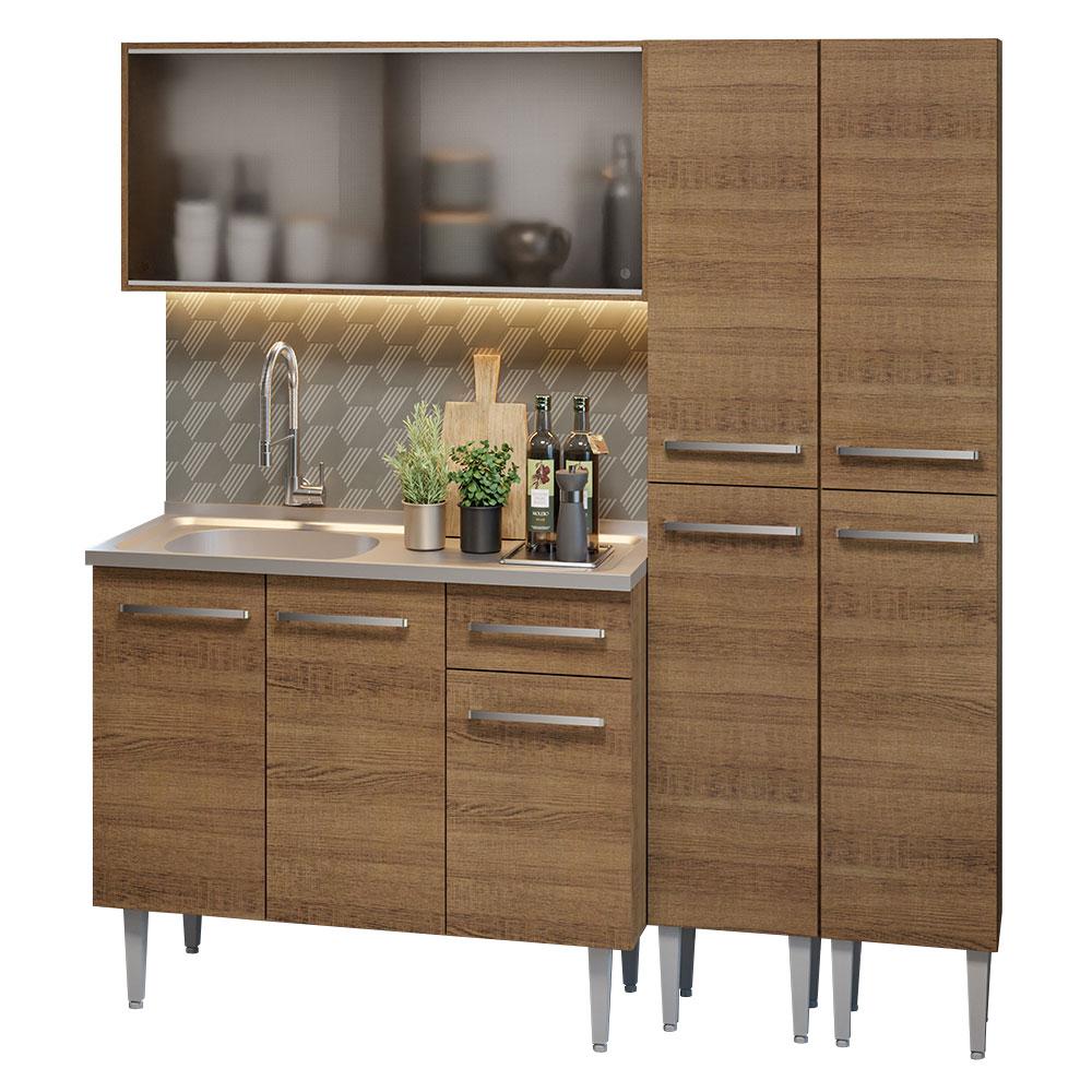 Armário de Cozinha Compacta 169cm com Pia Rustic Emilly Madesa 11