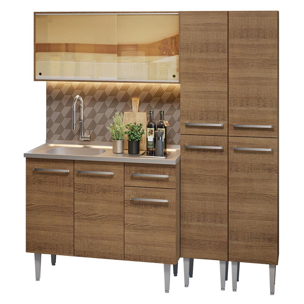 Armário de Cozinha Compacta 169cm com Pia Rustic Emilly Madesa 12