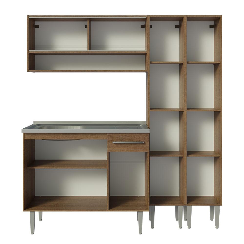 Armário de Cozinha Compacta 169cm com Pia Rustic Emilly Madesa 14