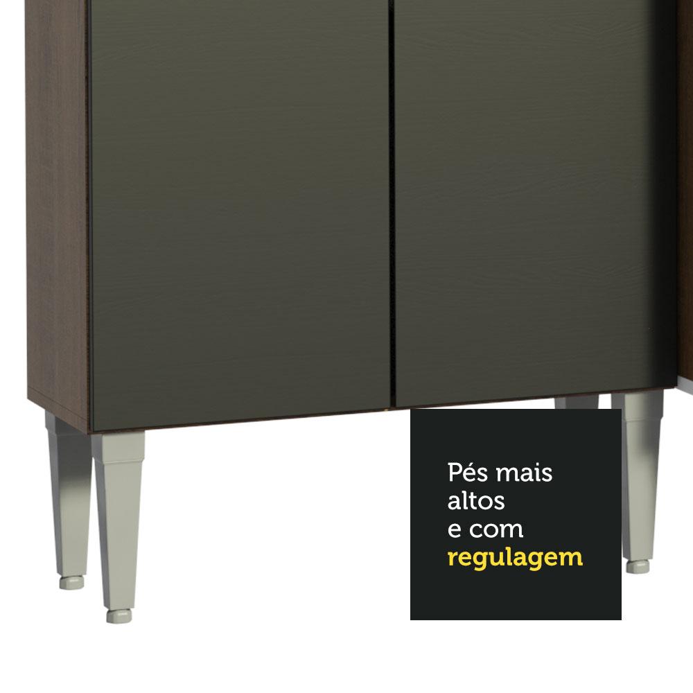 Armário de Cozinha Compacta 169cm com Pia Rustic/Preto Emilly Madesa 11