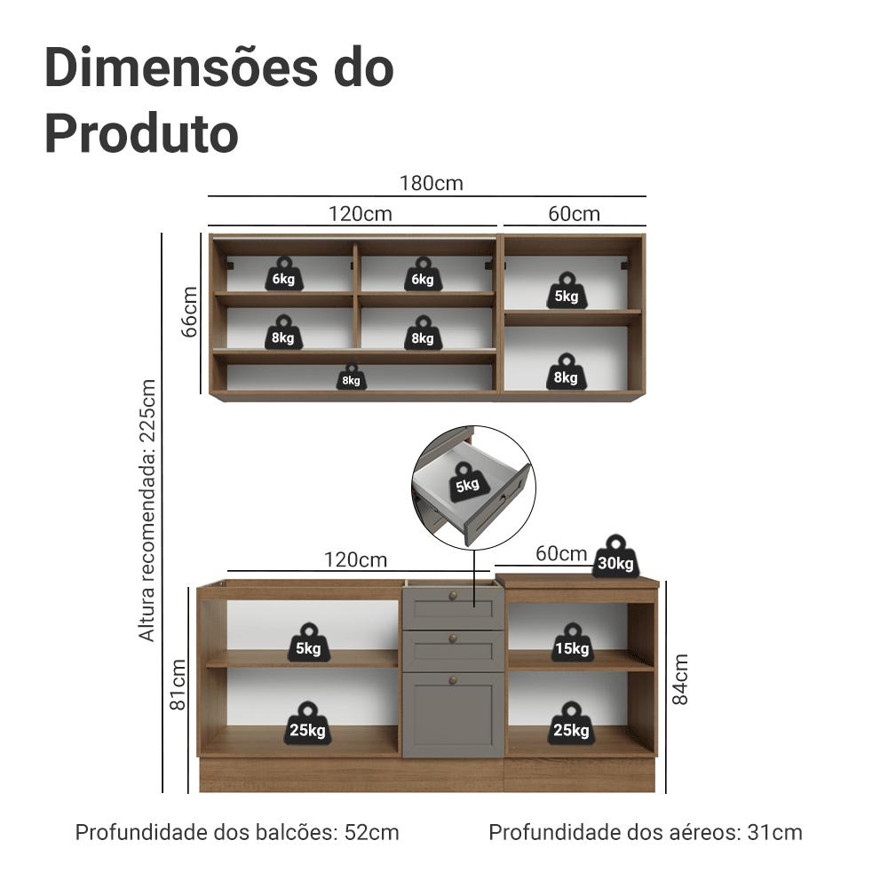 Armário de Cozinha Compacta 180 cm BC Vik Madesa 03