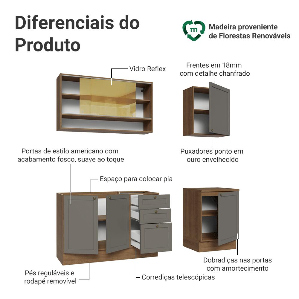 Armário de Cozinha Compacta 180 cm BC Vik Madesa 03