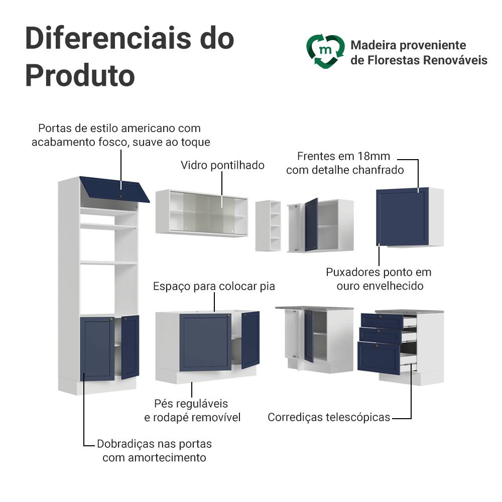 Armário de Cozinha Compacta 180 cm Branco Vik Madesa 04