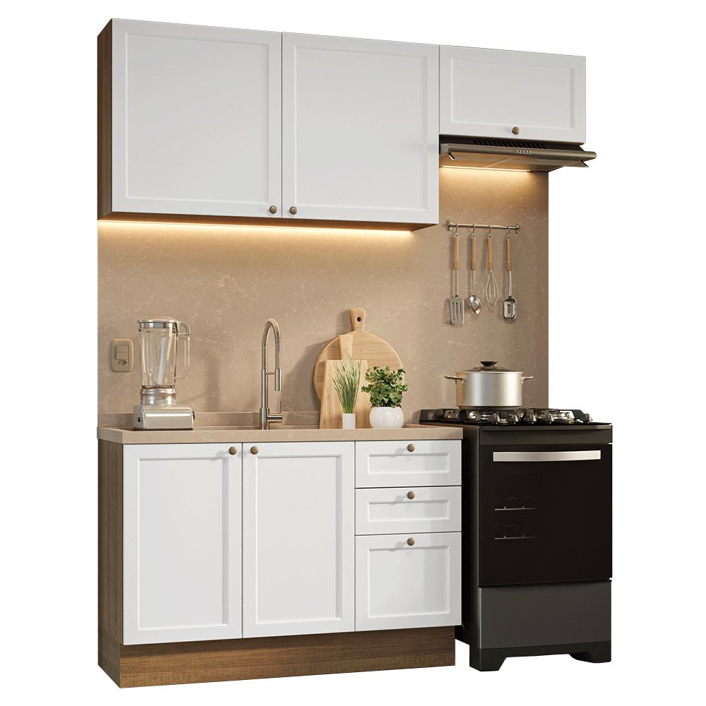 Armário de Cozinha Compacta 180 cm Rustic/Branco Vik Madesa 02
