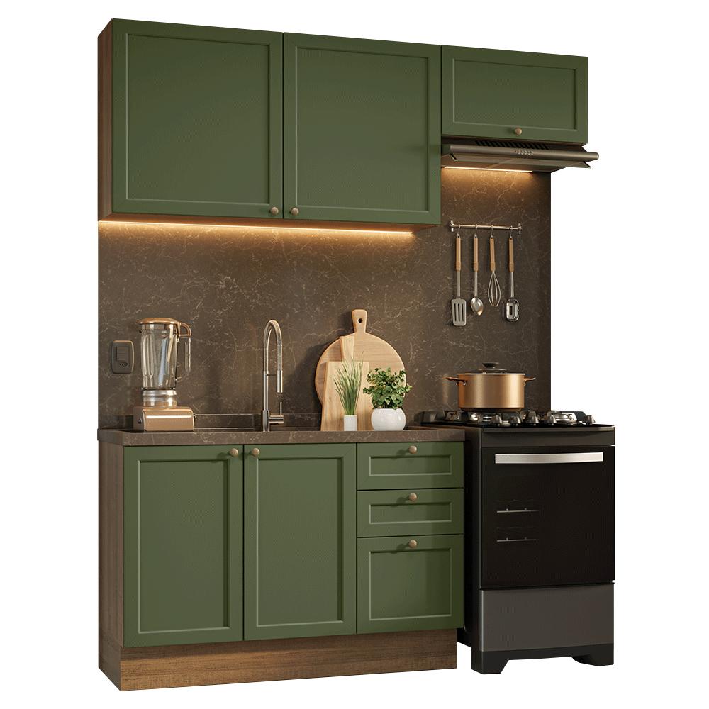 Armário de Cozinha Compacta 180 cm Rustic/Verde Vik Madesa 02