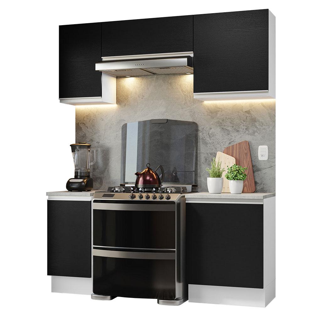 Armário de Cozinha Compacta 180cm Branco/Preto Glamy Madesa 12