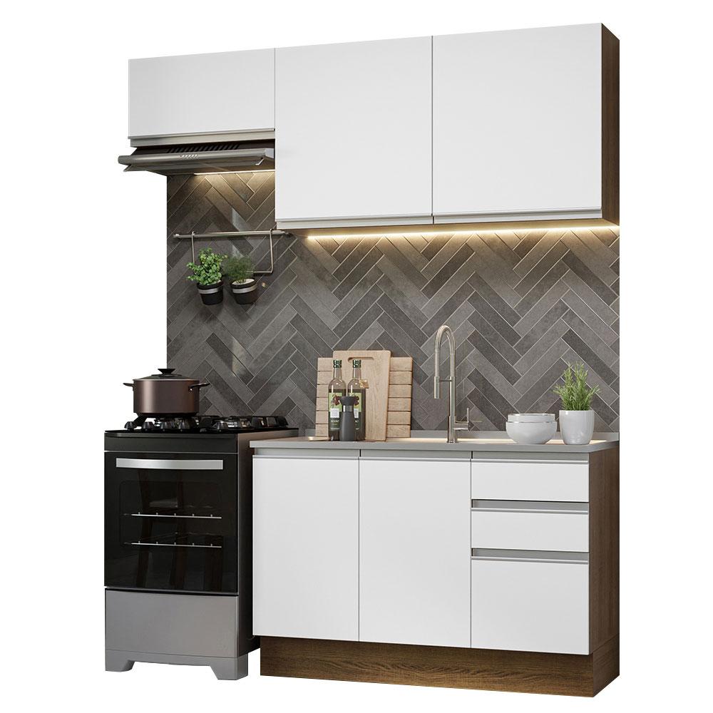 Armário de Cozinha Compacta 180cm Rustic/Branco Glamy Madesa 09