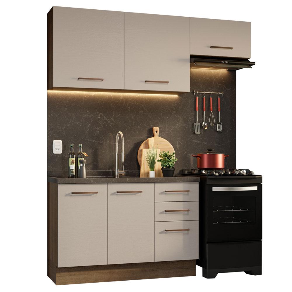 Armário de Cozinha Compacta 180cm Rustic/Crema Agata Madesa 09