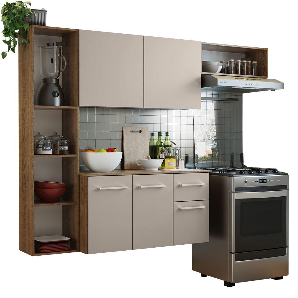 Armário de Cozinha Compacta 180cm Rustic/Crema Easy Madesa