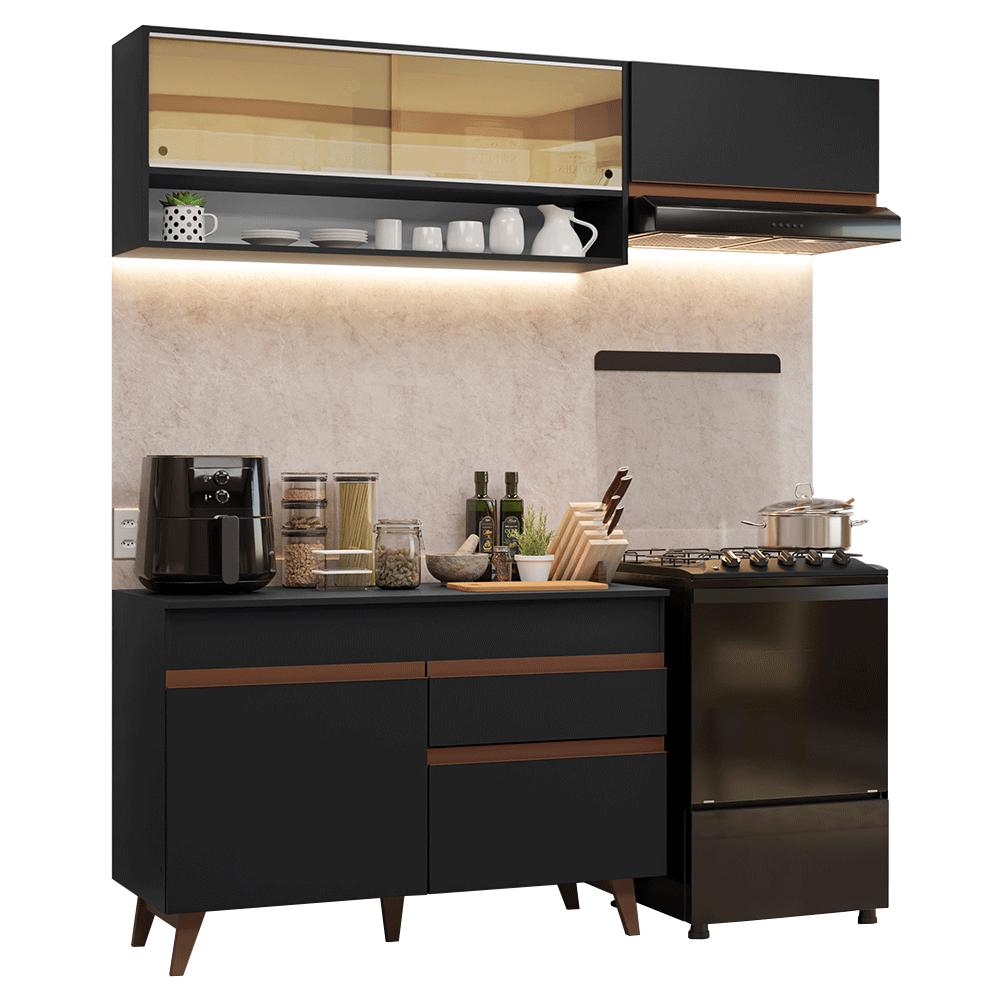 Armário de Cozinha Compacta 190cm Preto Reims Madesa 06