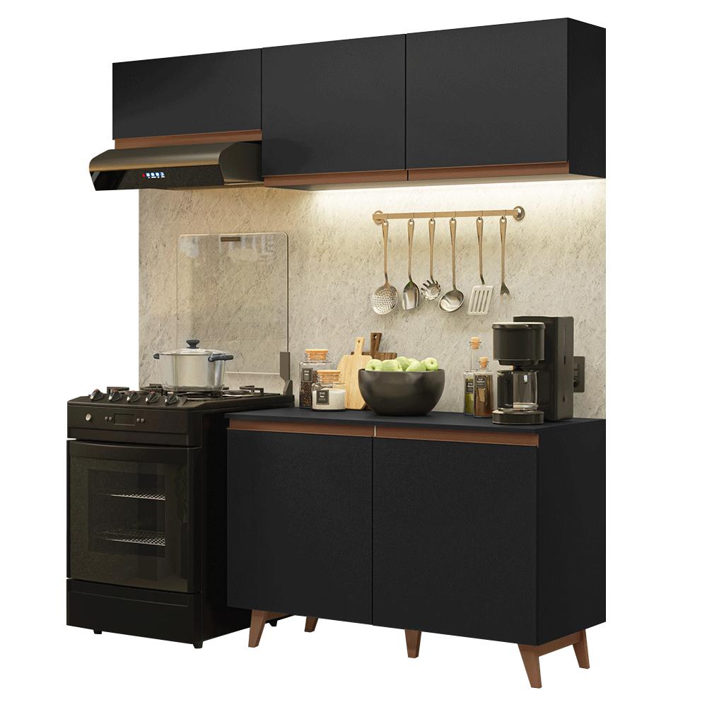 Armário de Cozinha Compacta 190cm Preto Reims Madesa 08