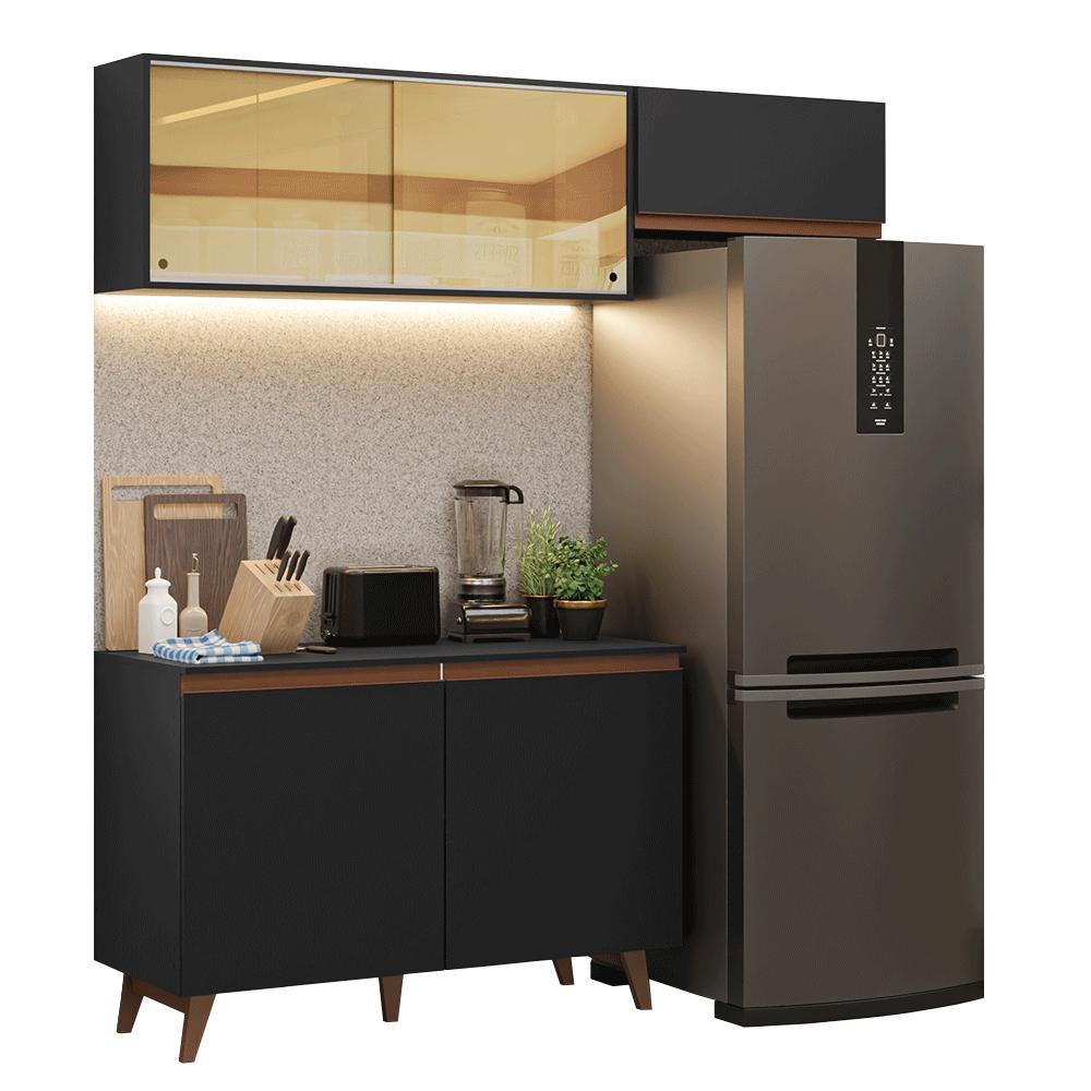 Armário de Cozinha Compacta 190cm Preto Reims Madesa 09