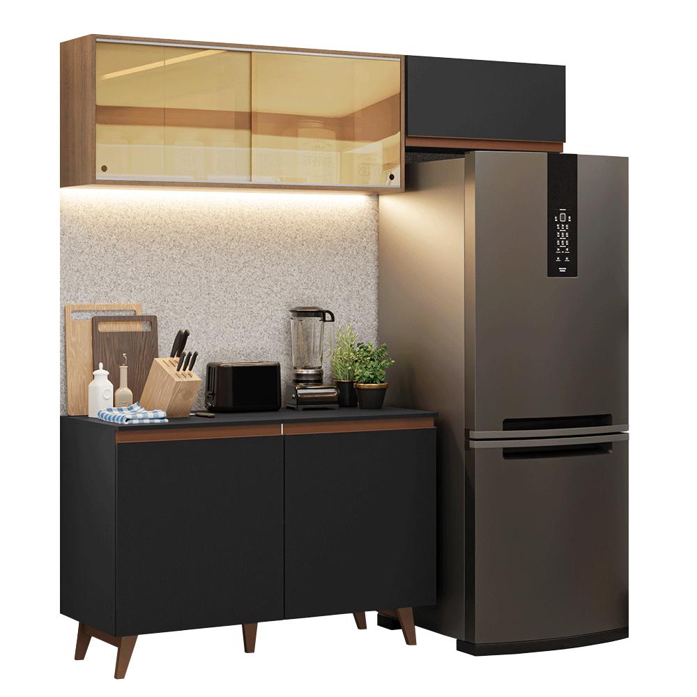 Armário de Cozinha Compacta 190cm Preto/Rustic Reims Madesa 09