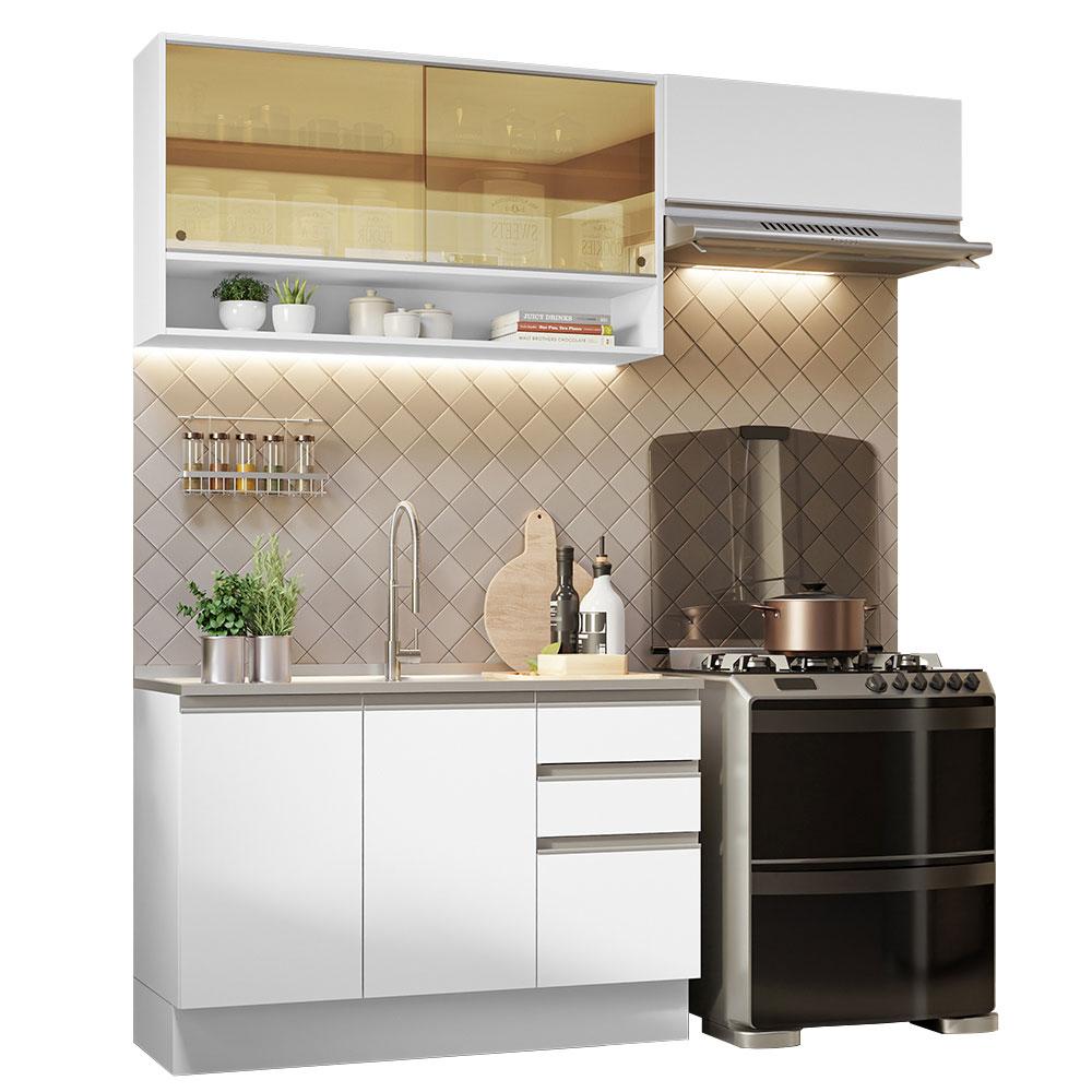 Armário de Cozinha Compacta 200cm Branco Glamy Madesa 08