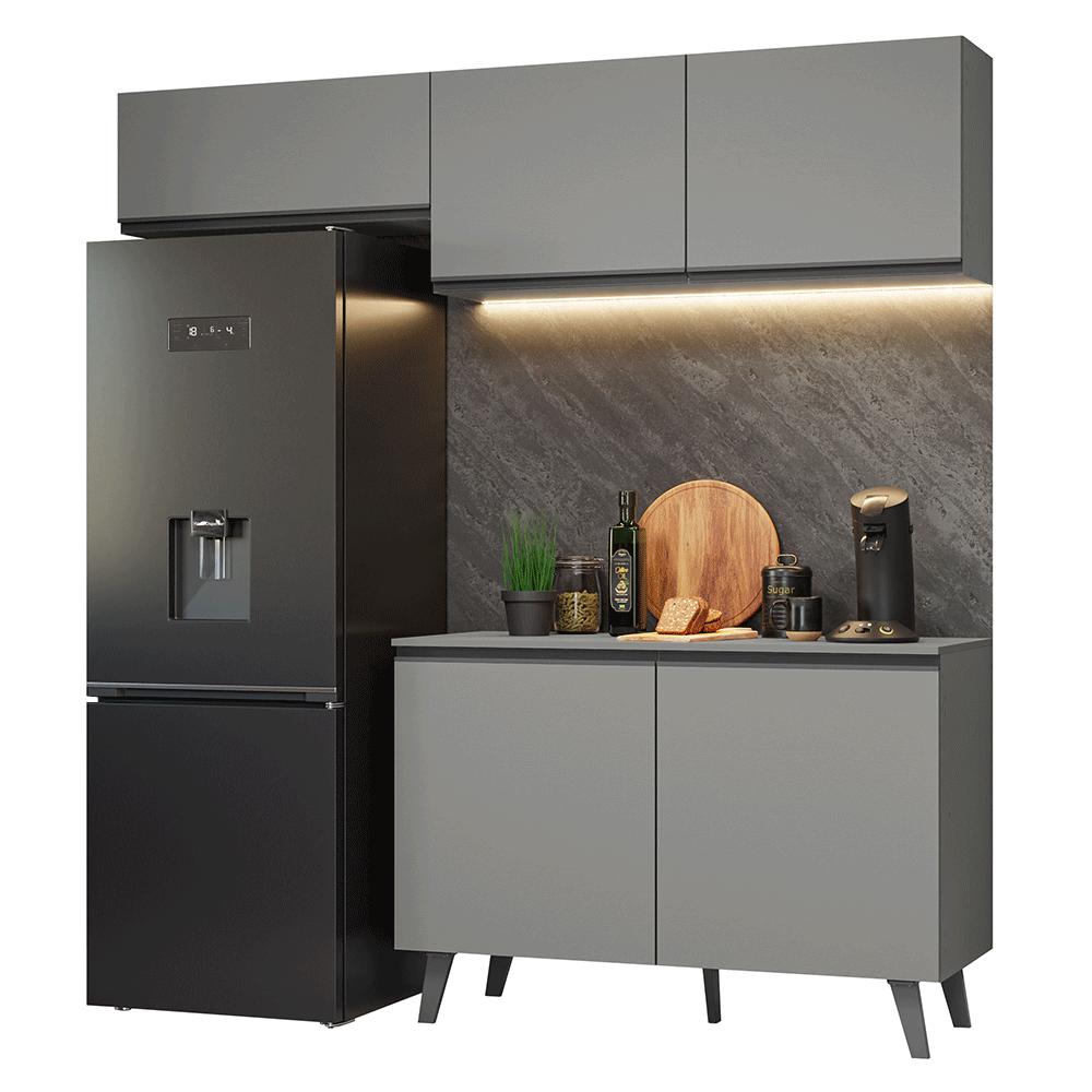 Armário de Cozinha Compacta 200cm Cinza Nice Madesa 01XA