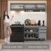 Armário de Cozinha Compacta 200cm Cinza Nice Madesa 13