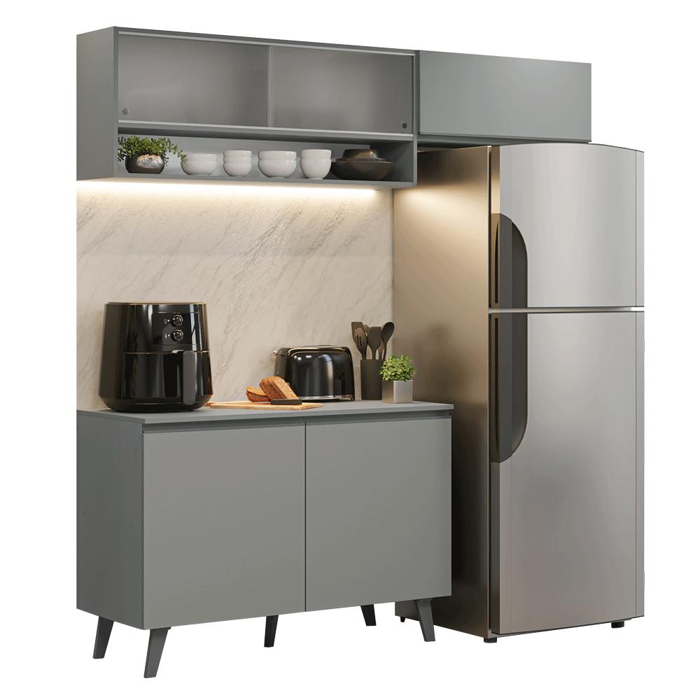 Armário de Cozinha Compacta 200cm Cinza Nice Madesa XA09