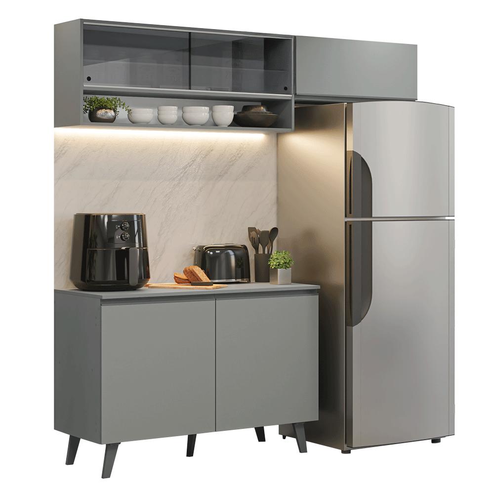 Armário de Cozinha Compacta 200cm Cinza Nice Madesa XA10