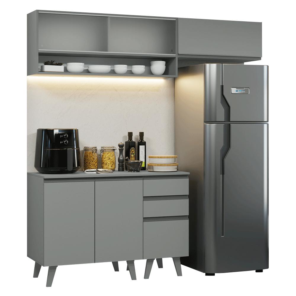 Armário de Cozinha Compacta 200cm Cinza Nice Madesa XA13
