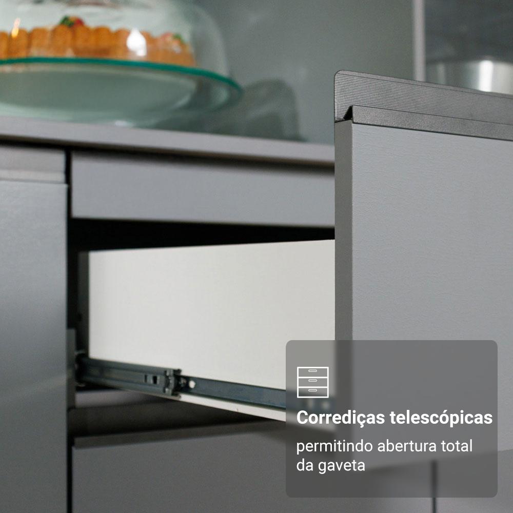 Armário de Cozinha Compacta 200cm Cinza Nice Madesa XA13