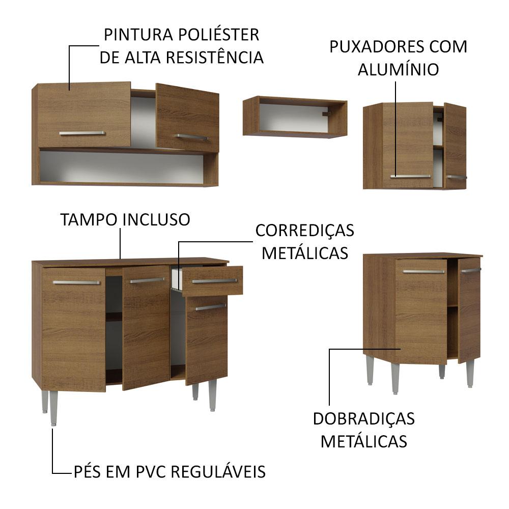 Armário de Cozinha Compacta 229cm Rustic Emilly Madesa 15