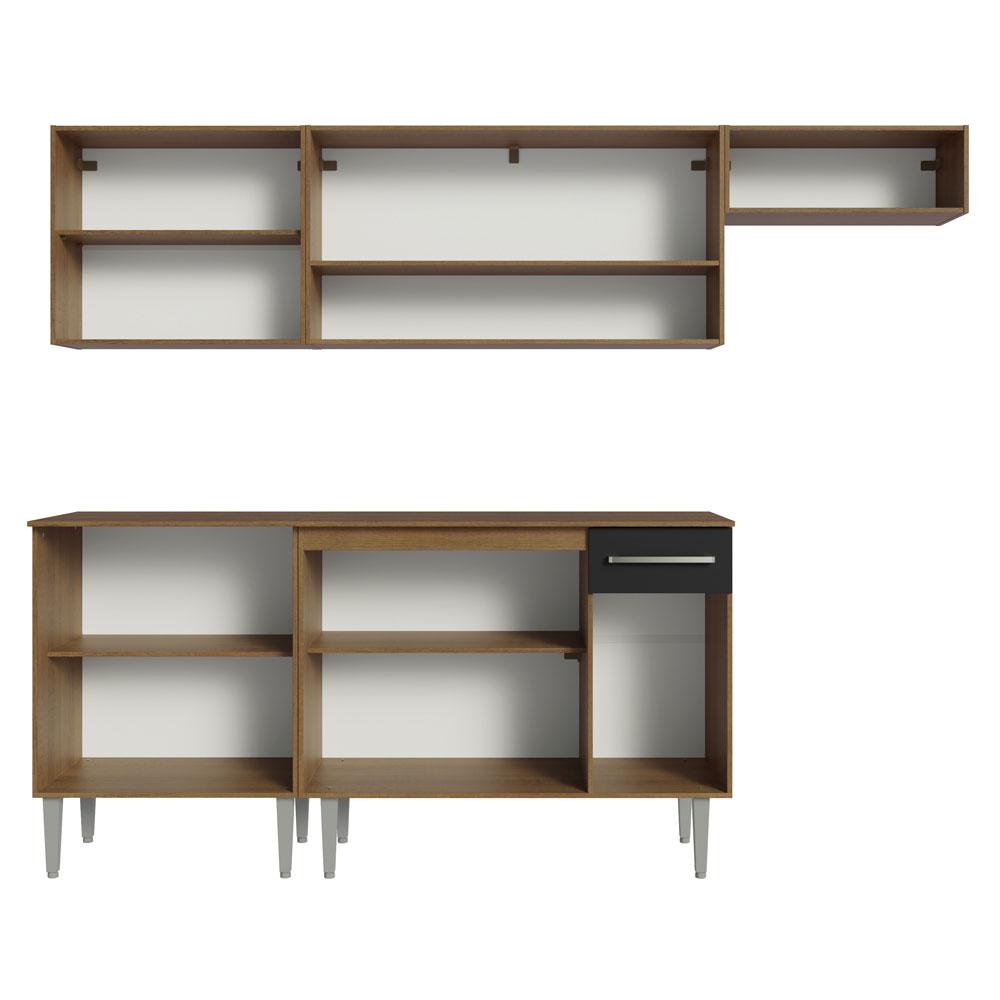 Armário de Cozinha Compacta 229cm Rustic/Preto Emilly Madesa 13