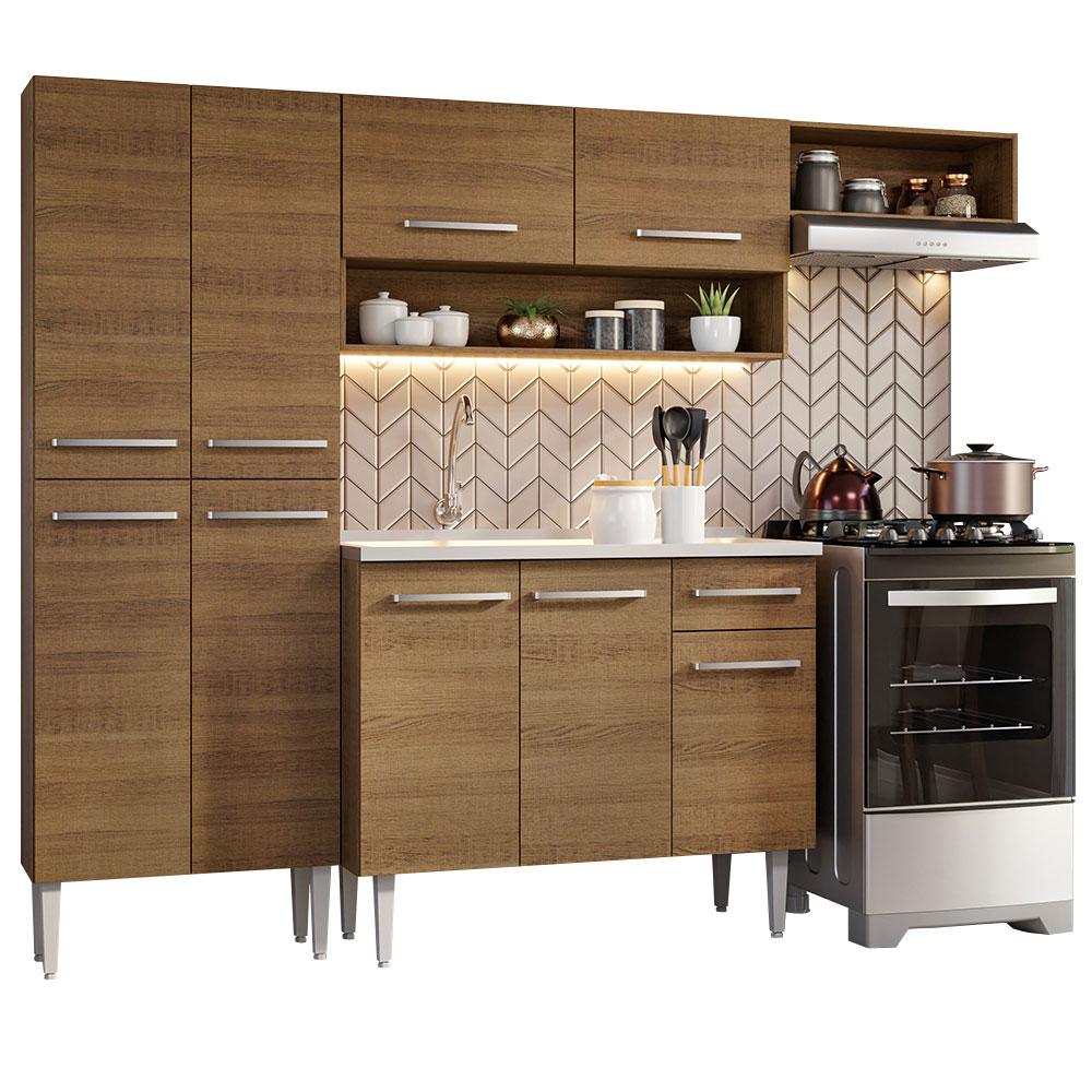 Armário de Cozinha Compacta 229cm com Pia Rustic Emilly Madesa 12