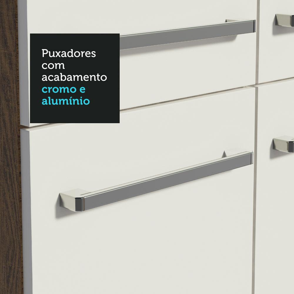 Armário de Cozinha Compacta 229cm com Pia Rustic/Branco Emilly Madesa 12