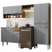 Armário de Cozinha Compacta 229cm com Pia Rustic/Cinza Emilly Madesa 10