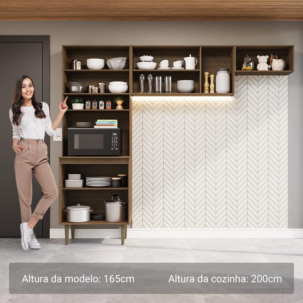 Armário de Cozinha Compacta 235cm Rustic/Crema Gourmet Madesa XB03