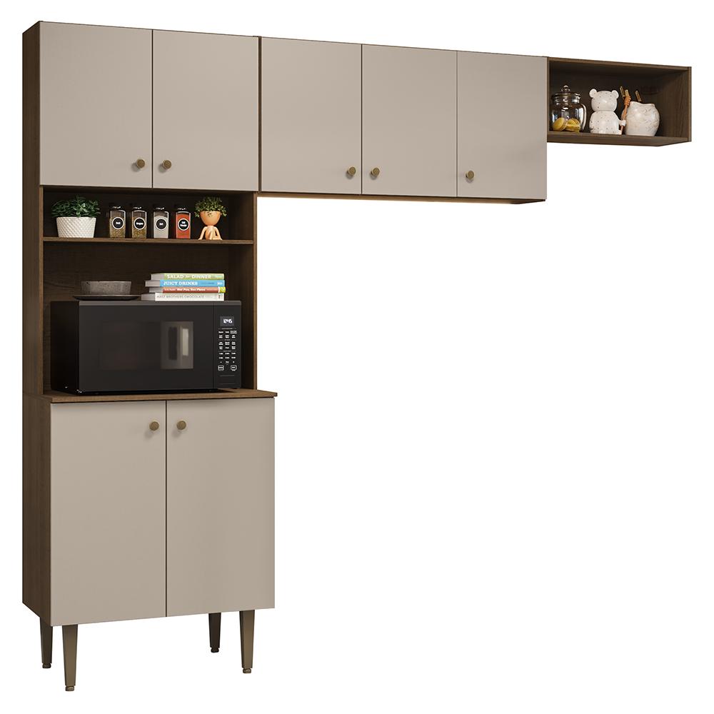 Armário de Cozinha Compacta 235cm Rustic/Crema Gourmet Madesa XC03