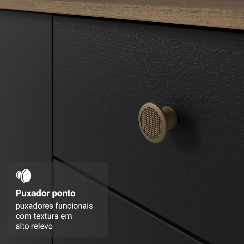 Armário de Cozinha Compacta 235cm Rustic/Preto Gourmet Madesa XC03