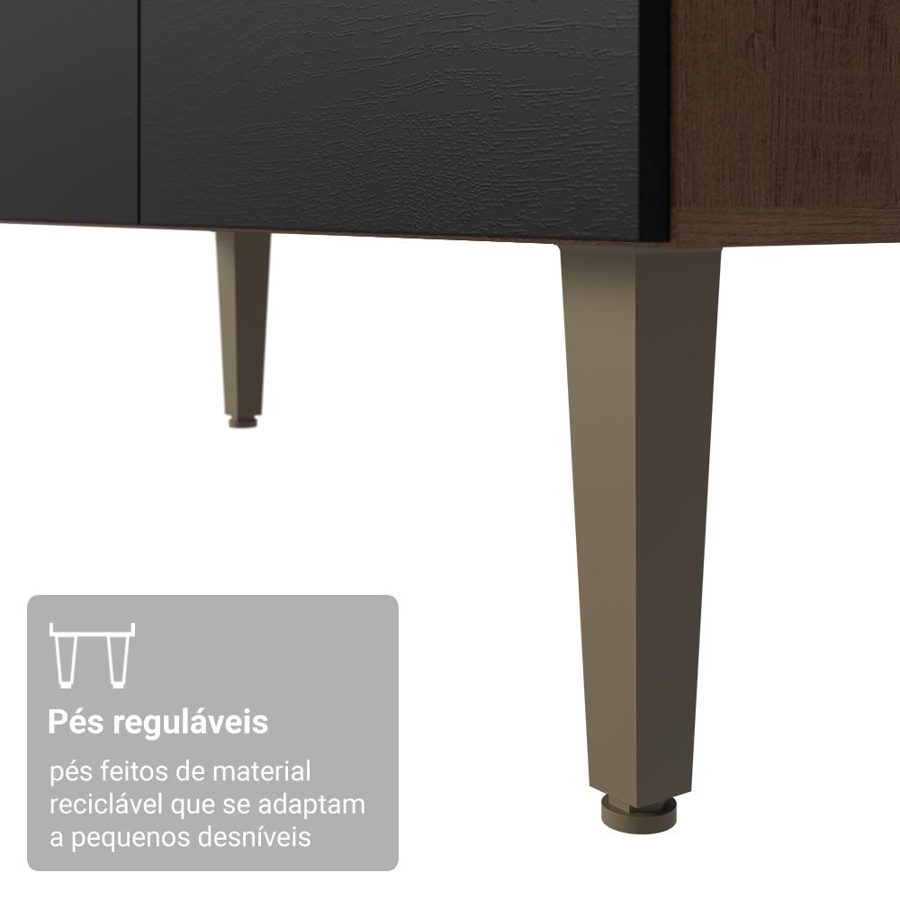 Armário de Cozinha Compacta 235cm Rustic/Preto Gourmet Madesa XC03