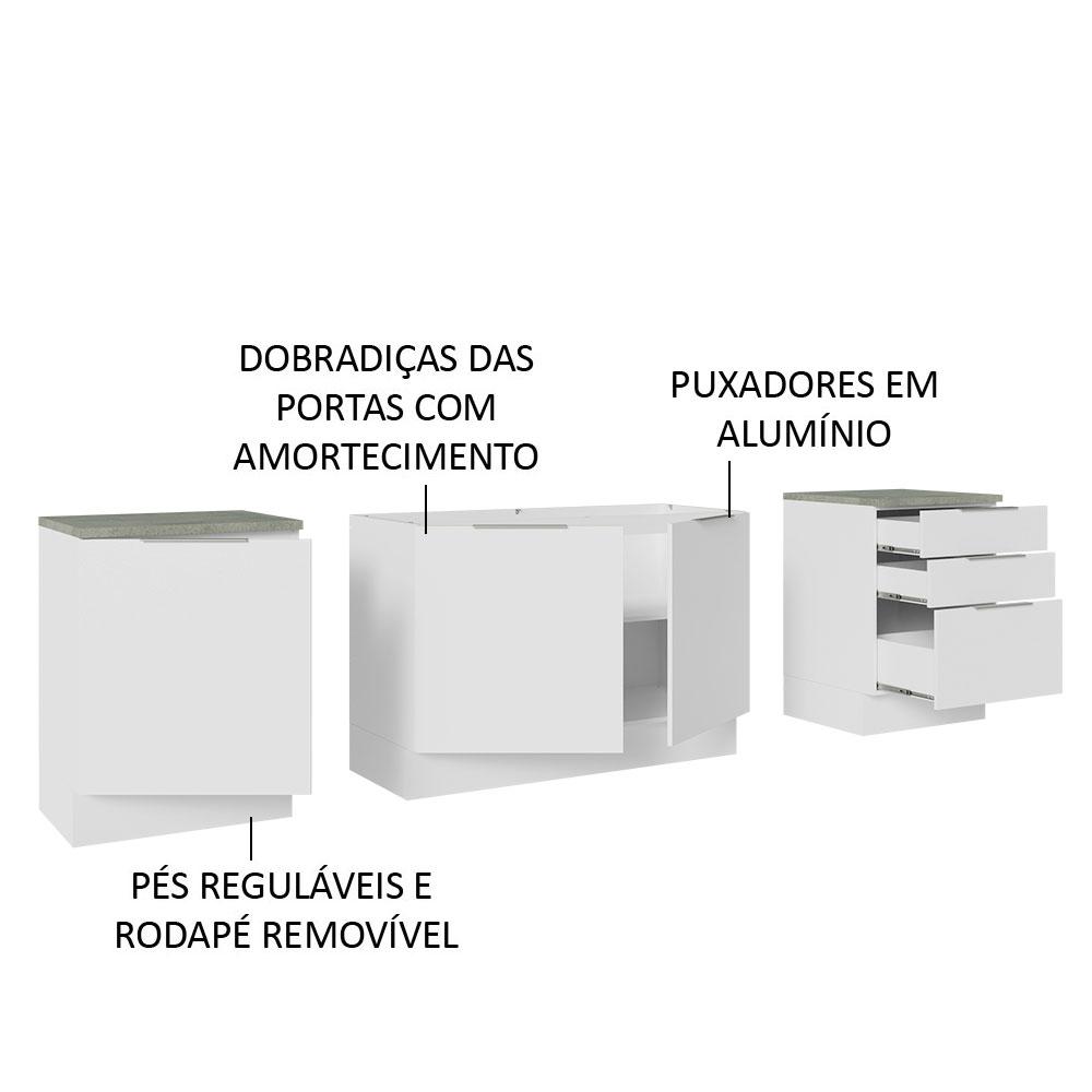 Armário de Cozinha Compacta 240cm Branco Stella Madesa 01