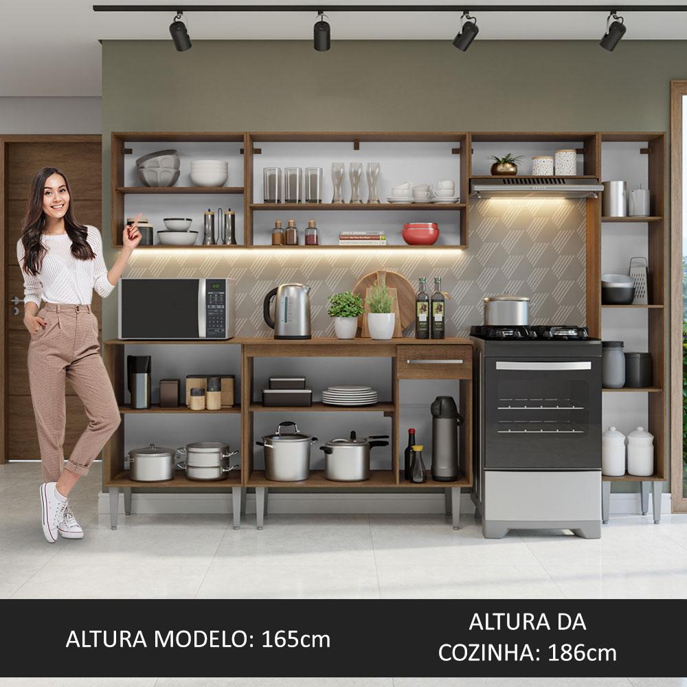 Armário de Cozinha Compacta 261 cm Rustic Emilly Madesa 09