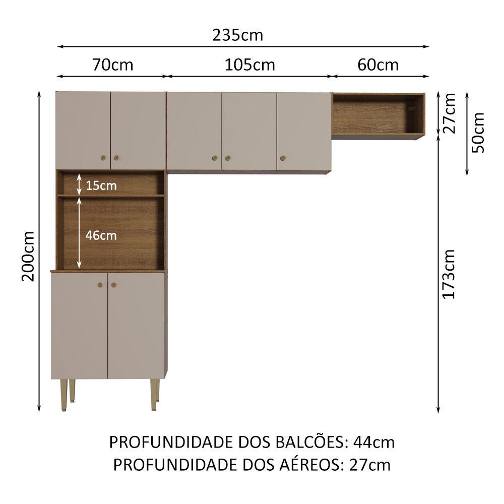 Armário de Cozinha Compacta Quiosque 235cm Rustic/Crema Gourmet Madesa 01