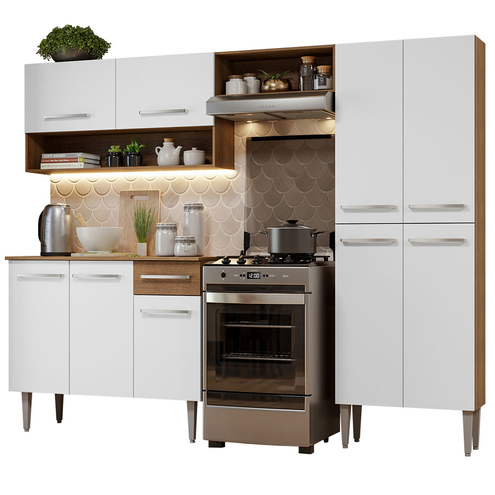 Armário de Cozinha Compacta Rustic/Branco Emilly Pop Madesa XA