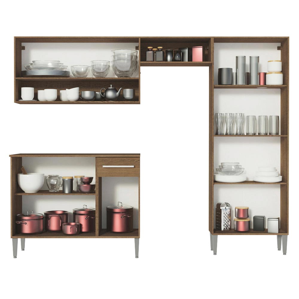 Armário de Cozinha Compacta Rustic/Branco Emilly Pop Madesa XA