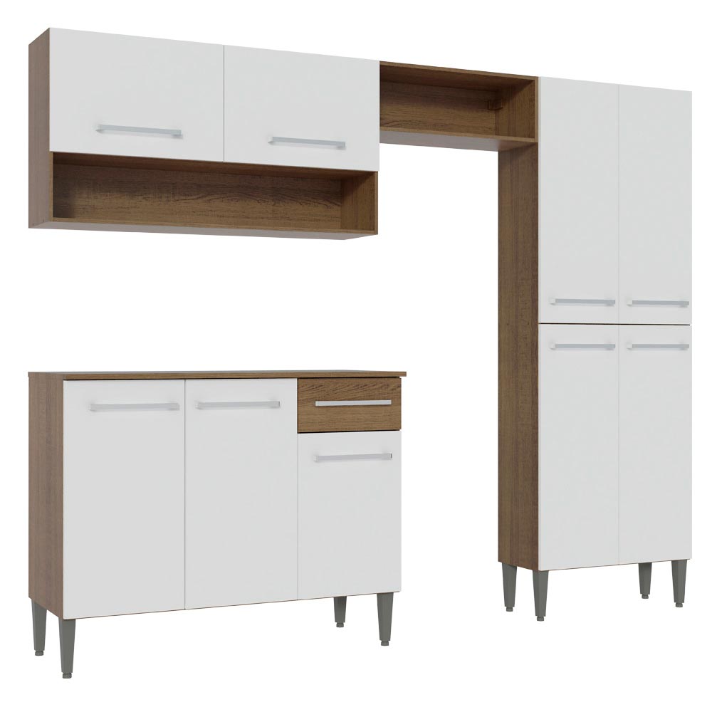 Armário de Cozinha Compacta Rustic/Branco Emilly Pop Madesa XA