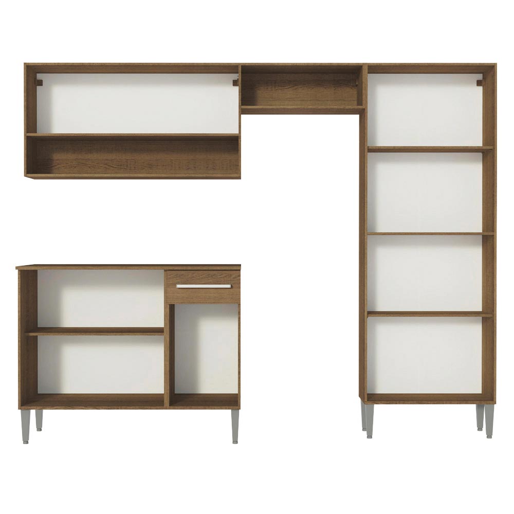 Armário de Cozinha Compacta Rustic/Branco Emilly Pop Madesa XA