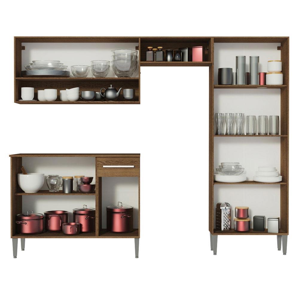 Armário de Cozinha Compacta Rustic/Preto Emilly Pop Madesa XA