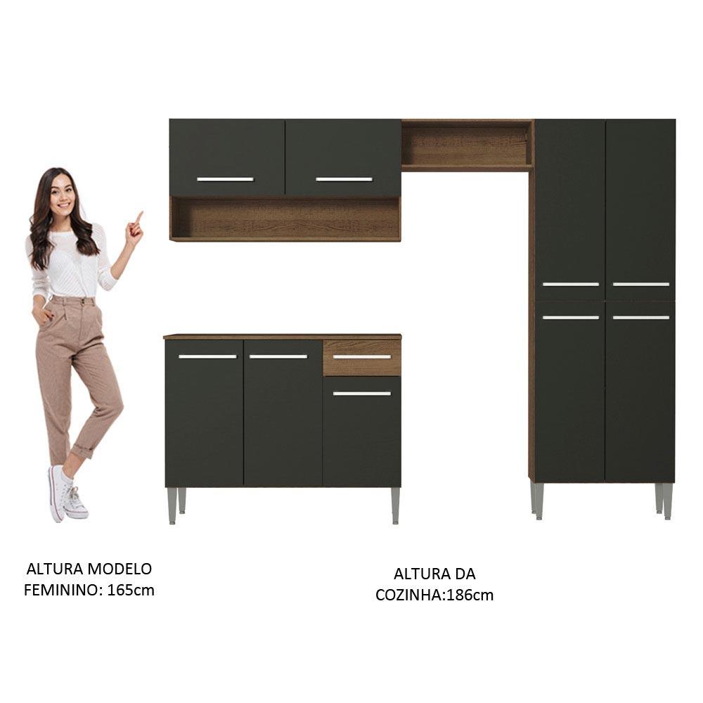 Armário de Cozinha Compacta Rustic/Preto Emilly Pop Madesa XA